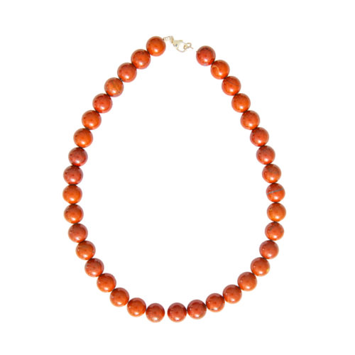 collier jaspe rouge pierres boules 12mm