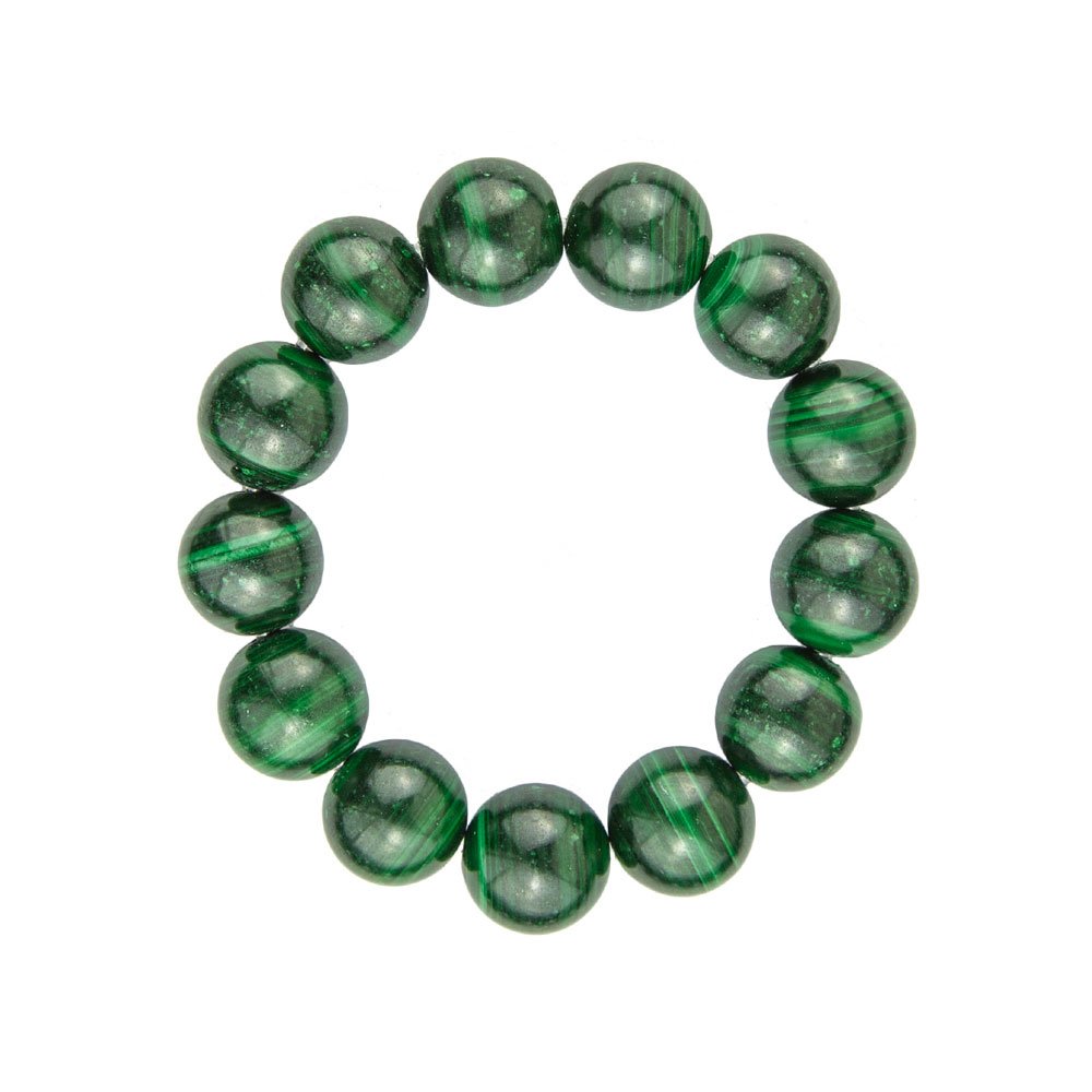 pulsera malaquita piedras bolas 14mm