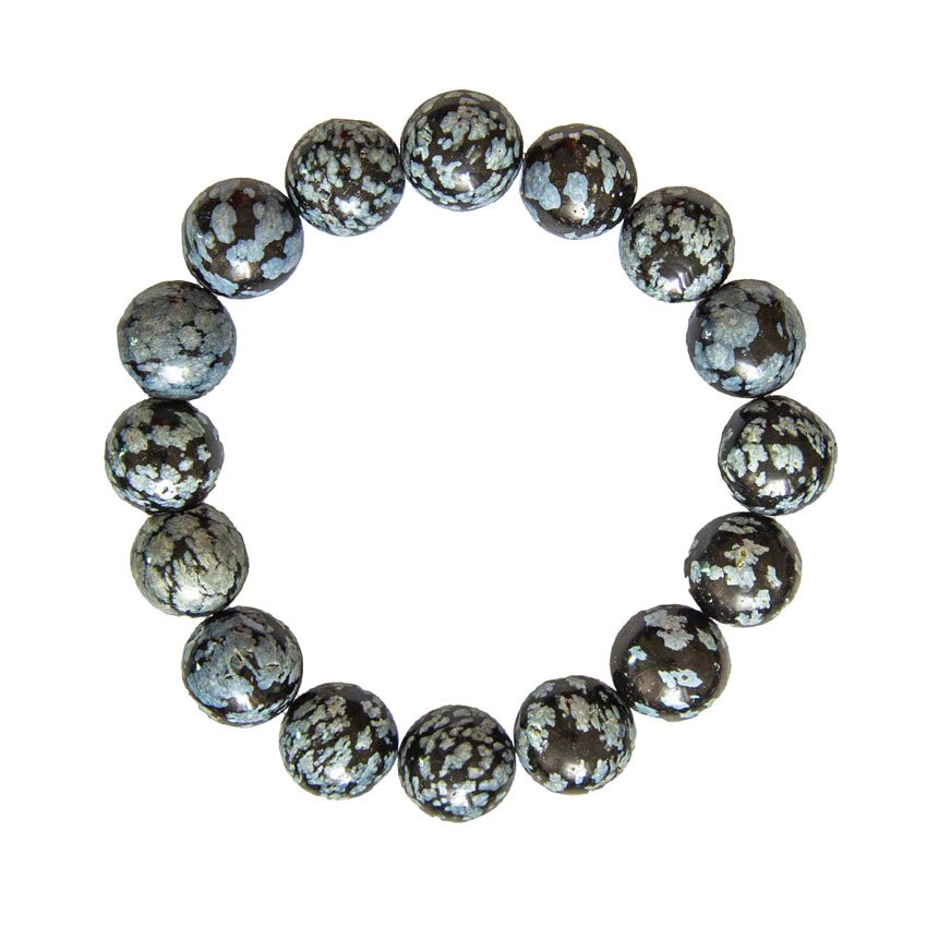 pulsera obsidiana nieve piedras bolas 12mm