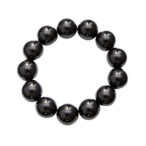pulsera obsidiana negra piedras bolas 14mm