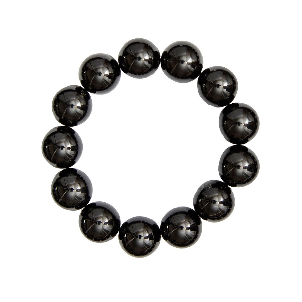pulsera obsidiana negra piedras bolas 14mm