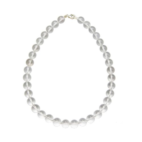 collier cristal de roche pierres boules 12mm
