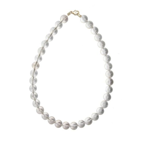 collier cristal de roche pierres boules 12mm