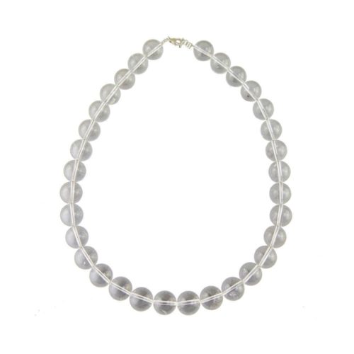 collier cristal de roche pierres boules 14mm