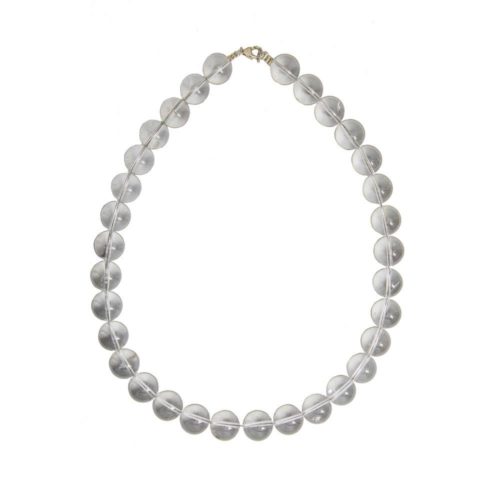 collier cristal de roche pierres boules 14mm