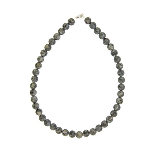 collier larvikite pierres boules 10mm