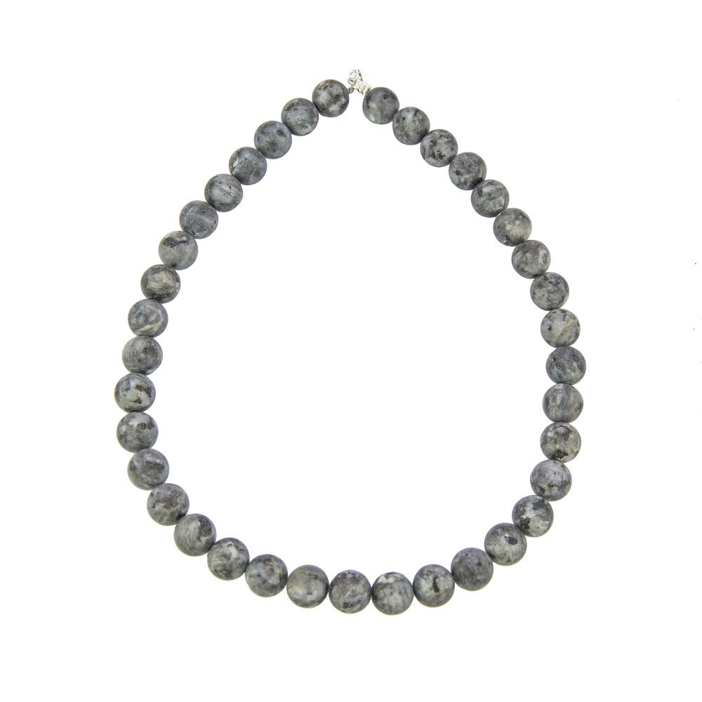 collier larvikite pierres boules 12mm