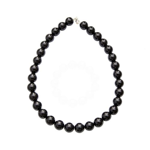 collier obsidienne noire pierres boules 14mm
