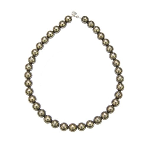 collier pyrite de fer pierres boules 12mm