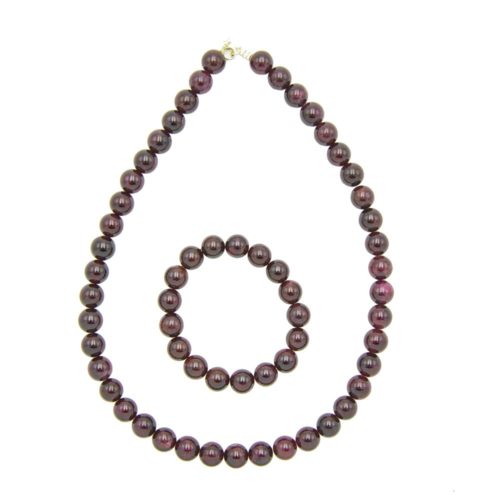 parure grenat pierres boules 10mm