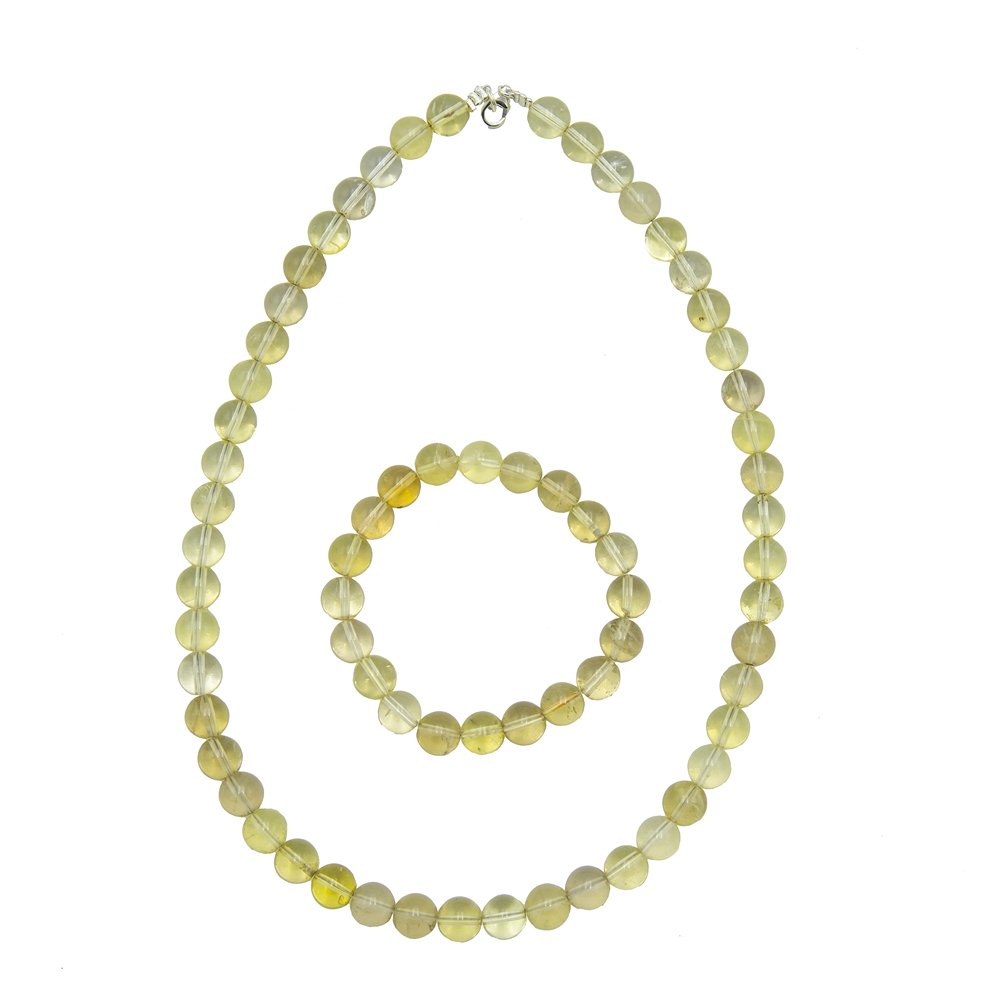 parure topaze citron pierres boules 10mm