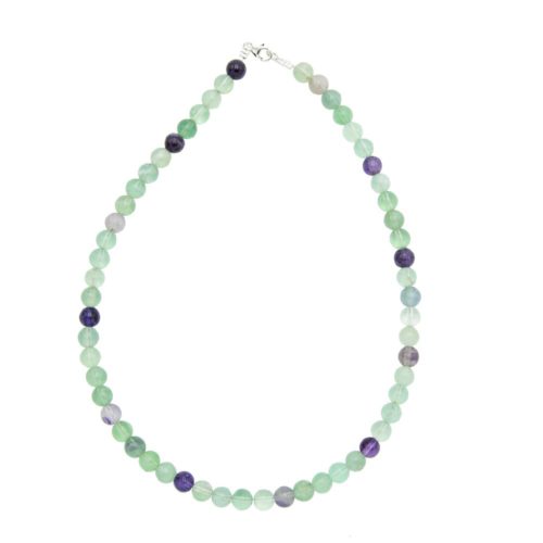 collier fluorite multicolore pierres boules 8mm