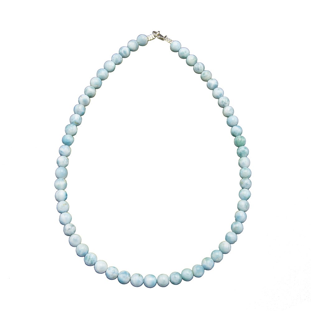 collier larimar pierres boules 8mm