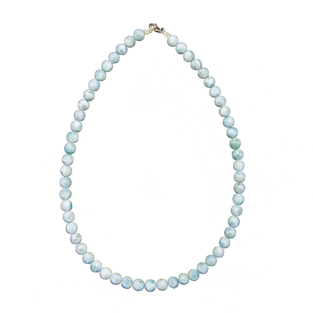 collier larimar pierres boules 8mm