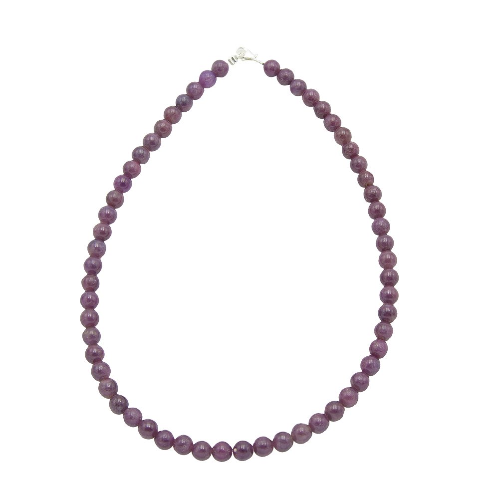 collier rubis pierres boules 8mm