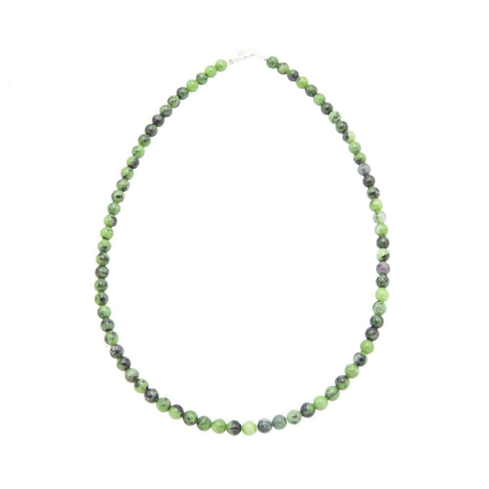 collier rubis sur zoisite pierres boules 6mm