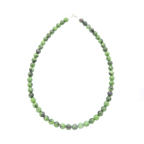 collier rubis sur zoisite pierres boules 8mm