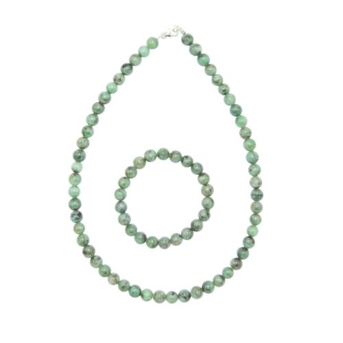 parure émeraude pierres boules 8mm