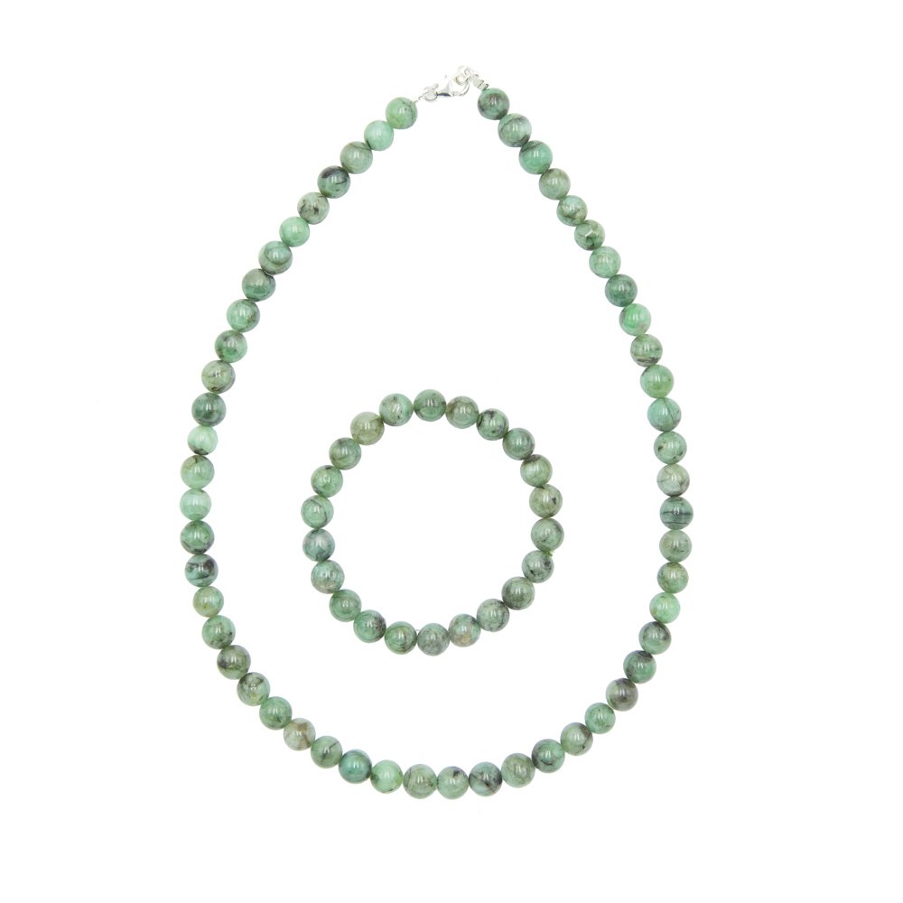 parure émeraude pierres boules 8mm