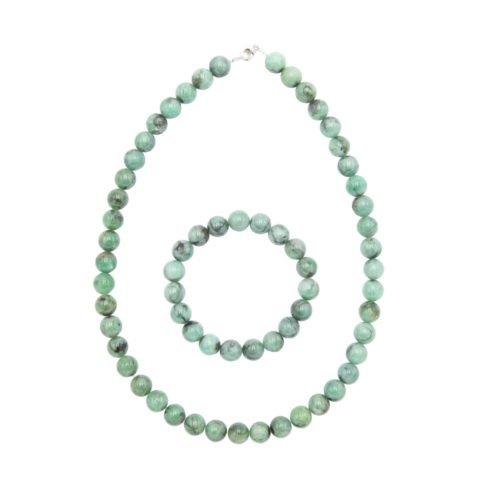 parure émeraude pierres boules 10mm