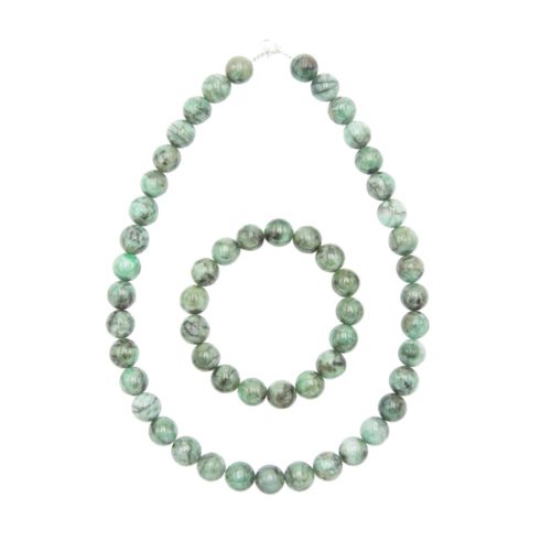 parure émeraude pierres boules 12mm
