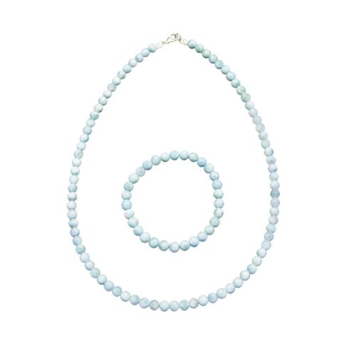 parure larimar pierres boules 6mm