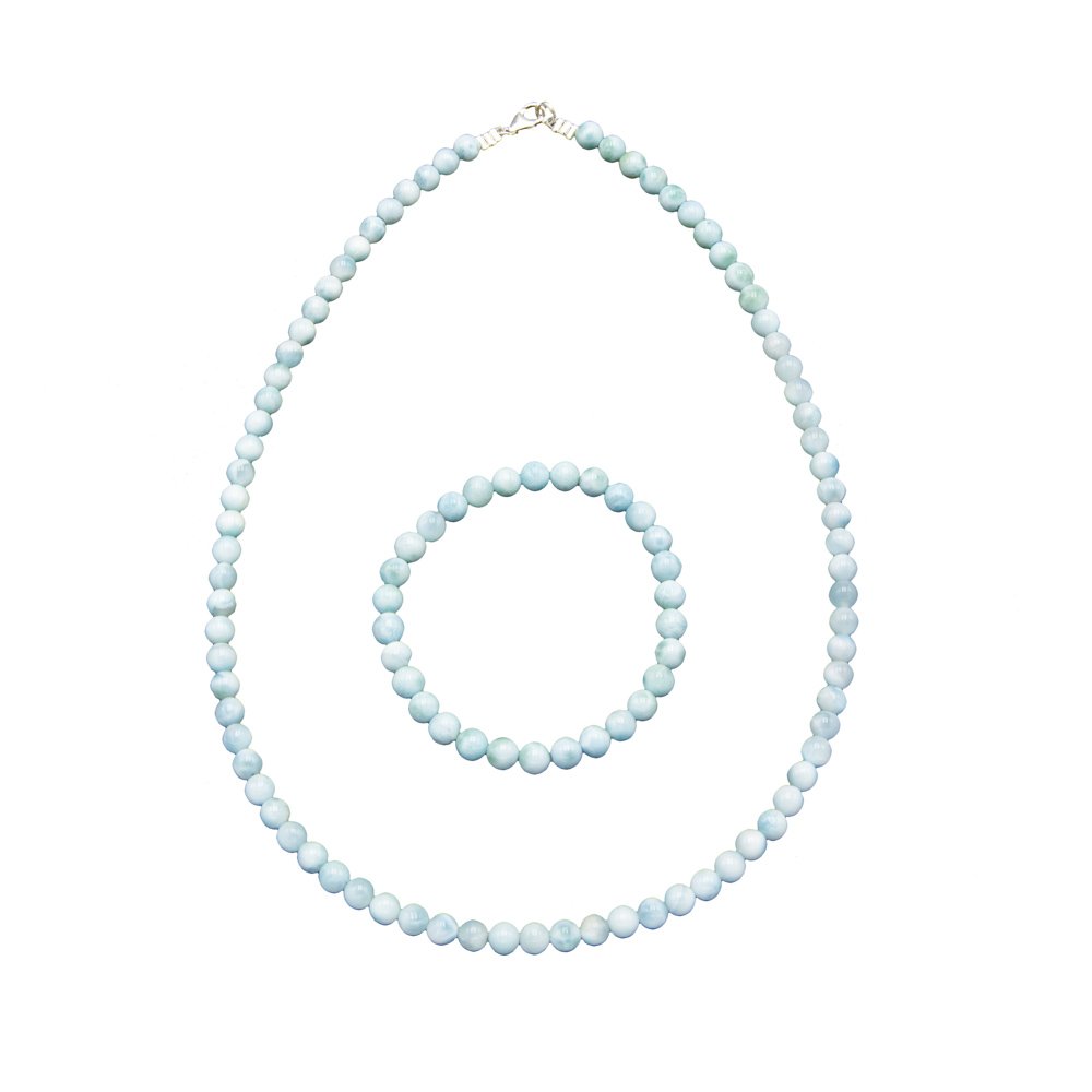 parure larimar pierres boules 6mm