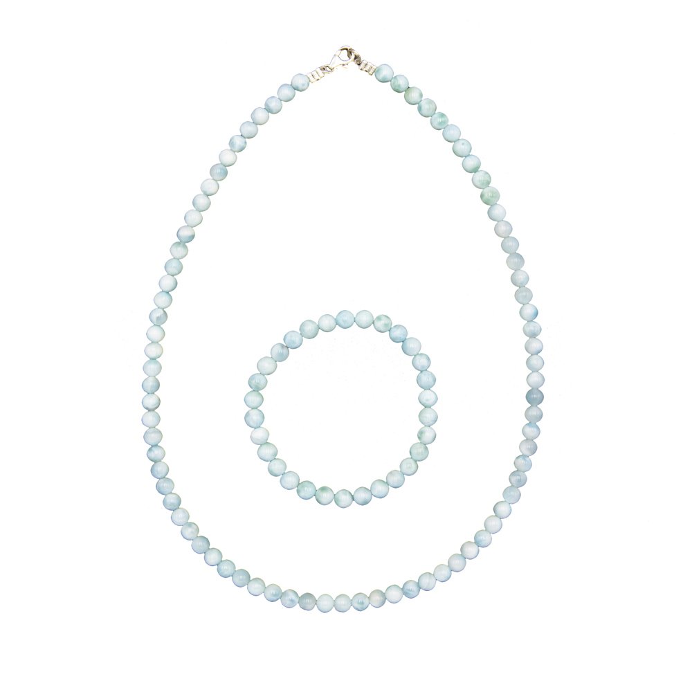 parure larimar pierres boules 6mm