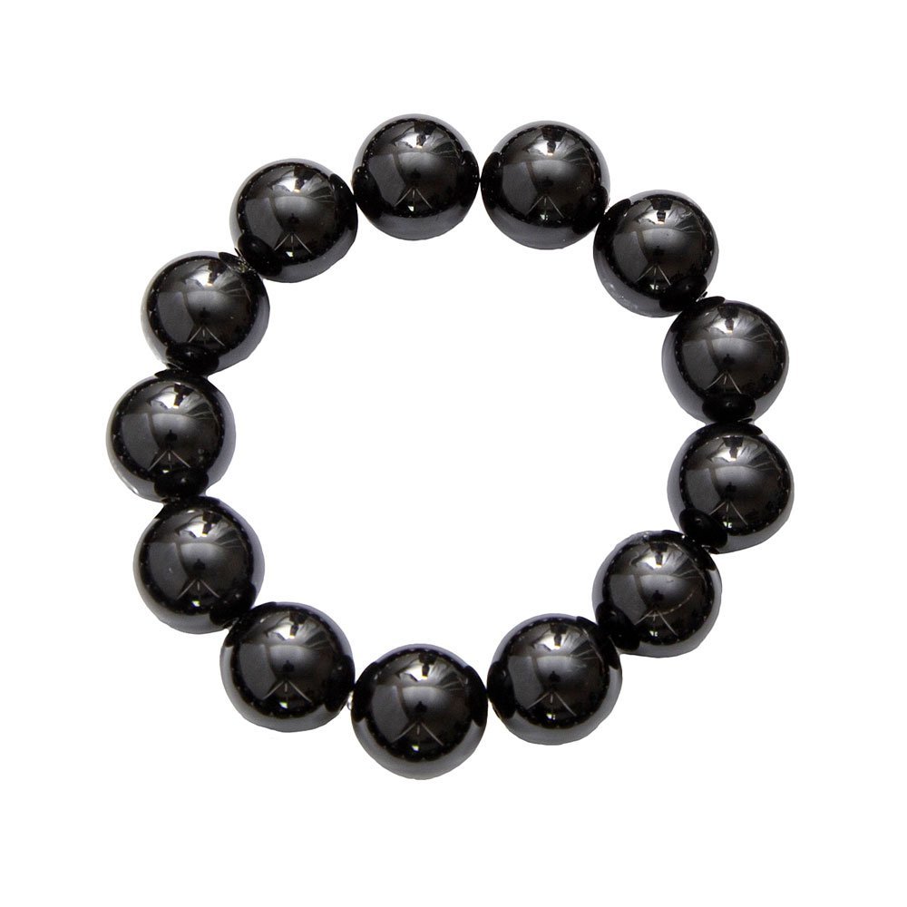 bracelet onyx pierres boules 14mm