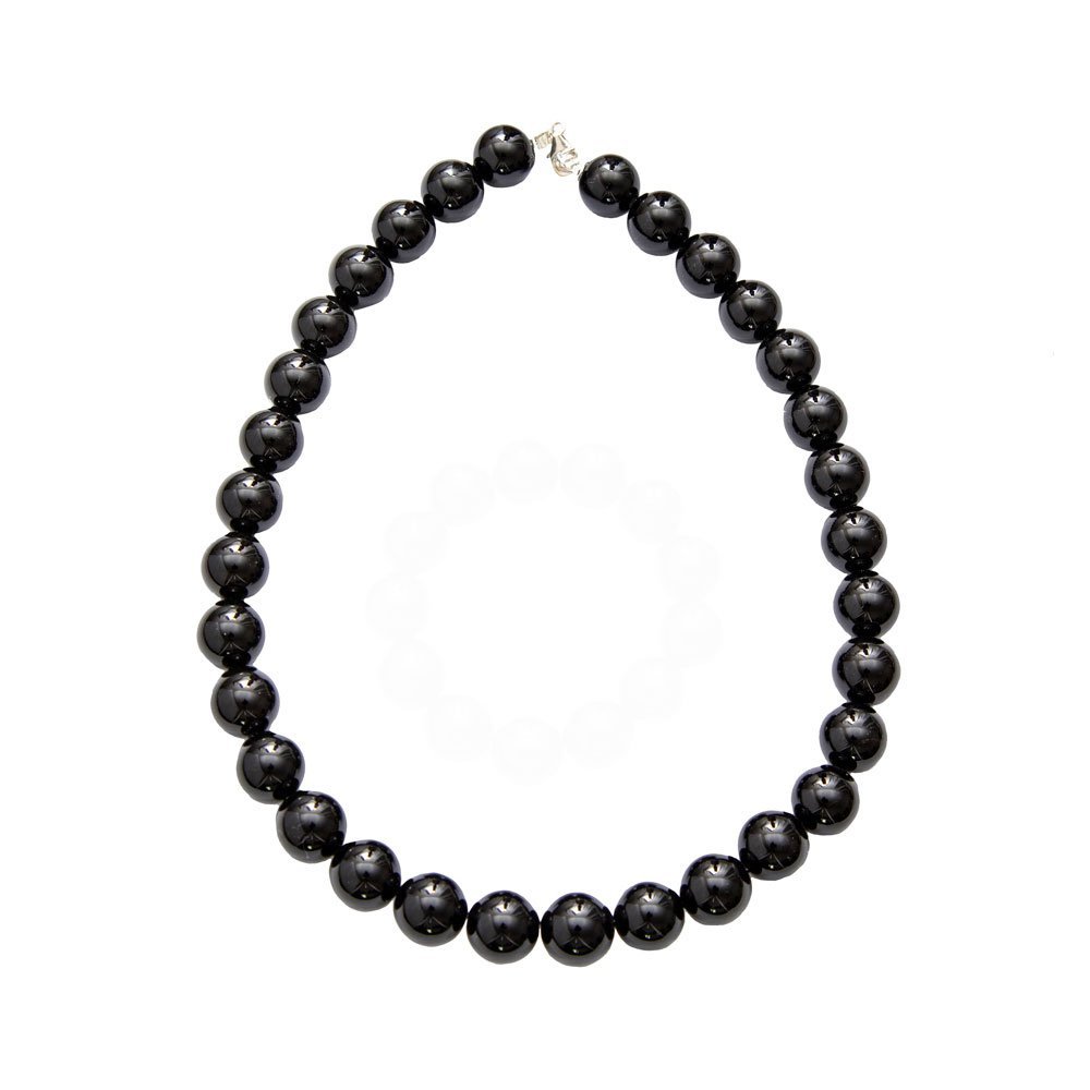 collier onyx pierres boules 14mm