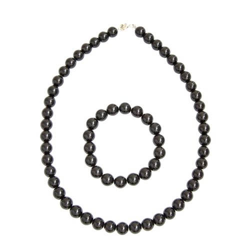 parure onyx pierres boules 10mm