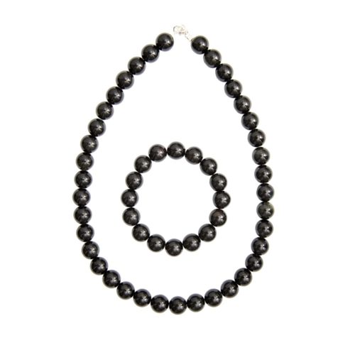 parure onyx pierres boules 12mm