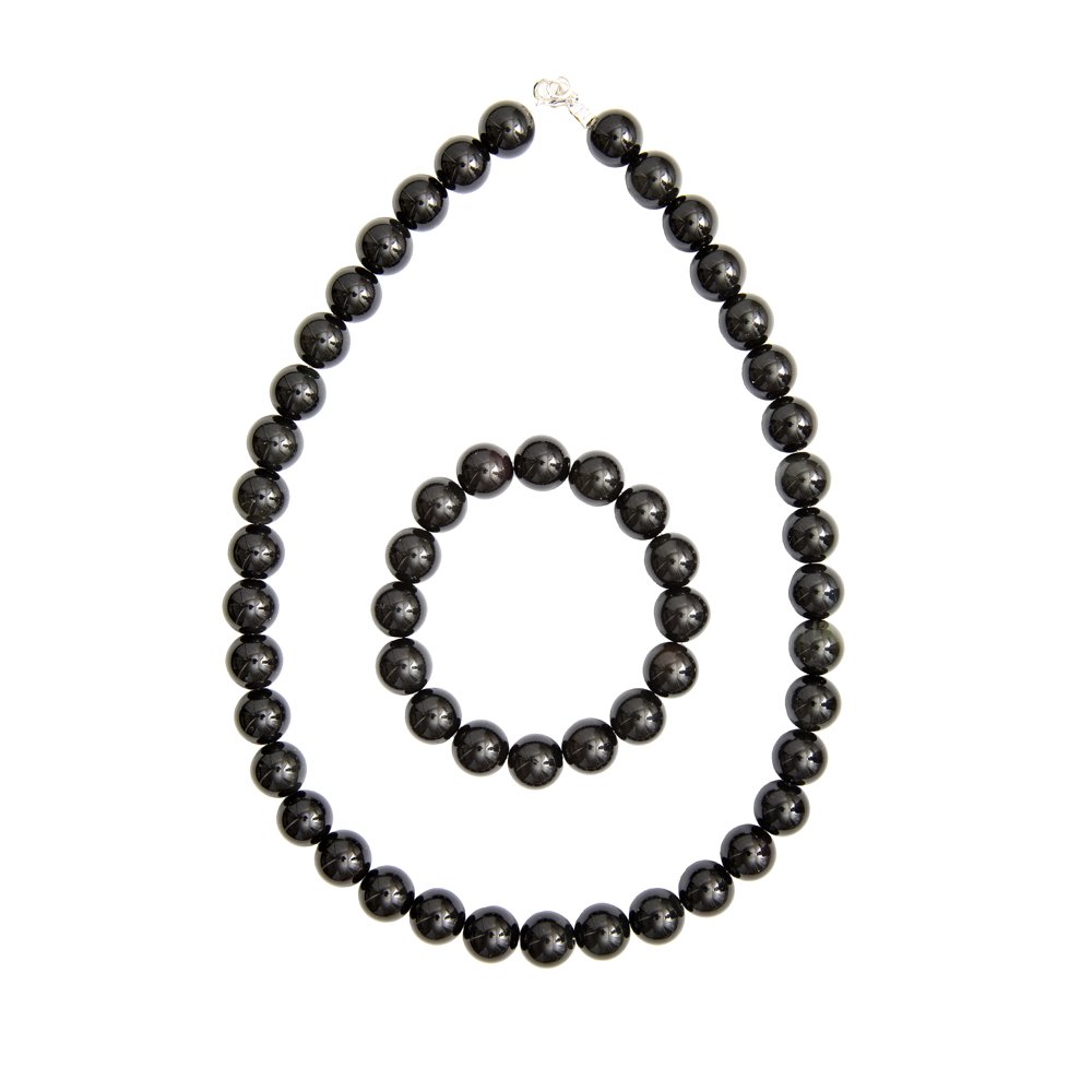 parure onyx pierres boules 12mm