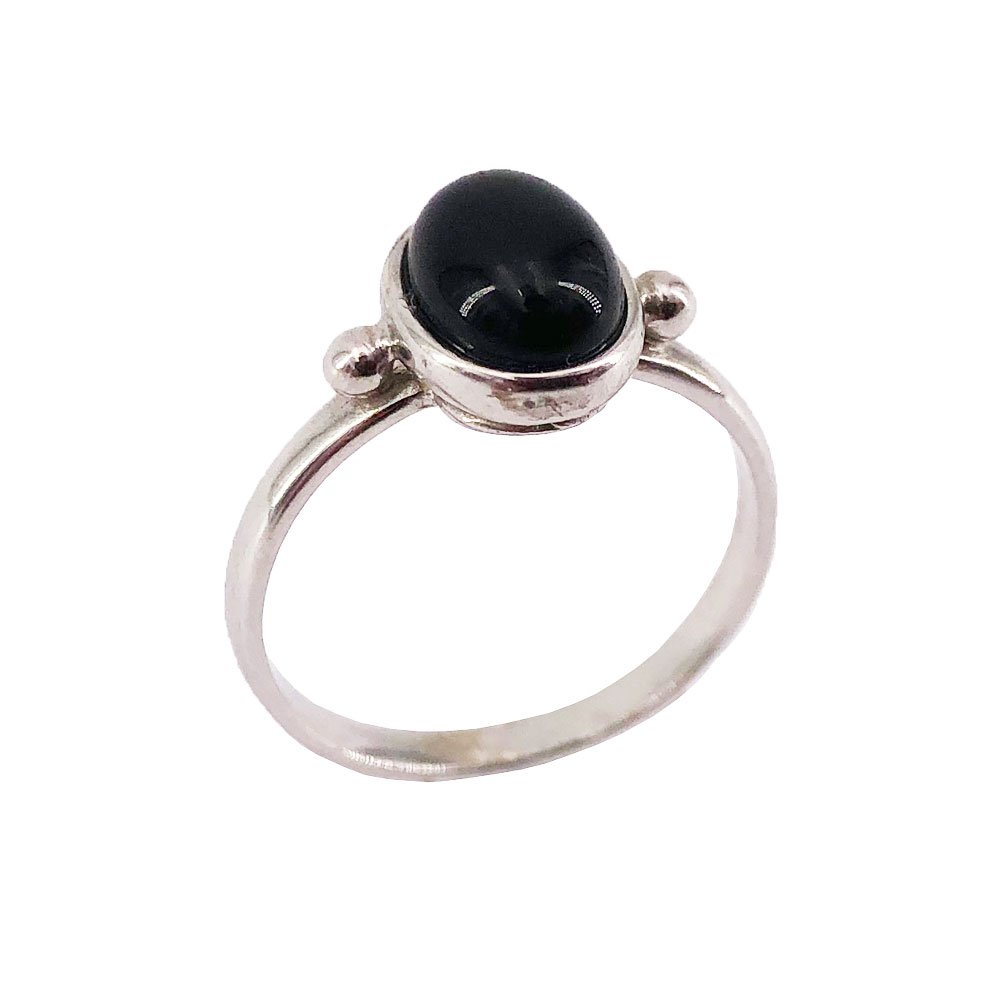 bague onyx noir argent