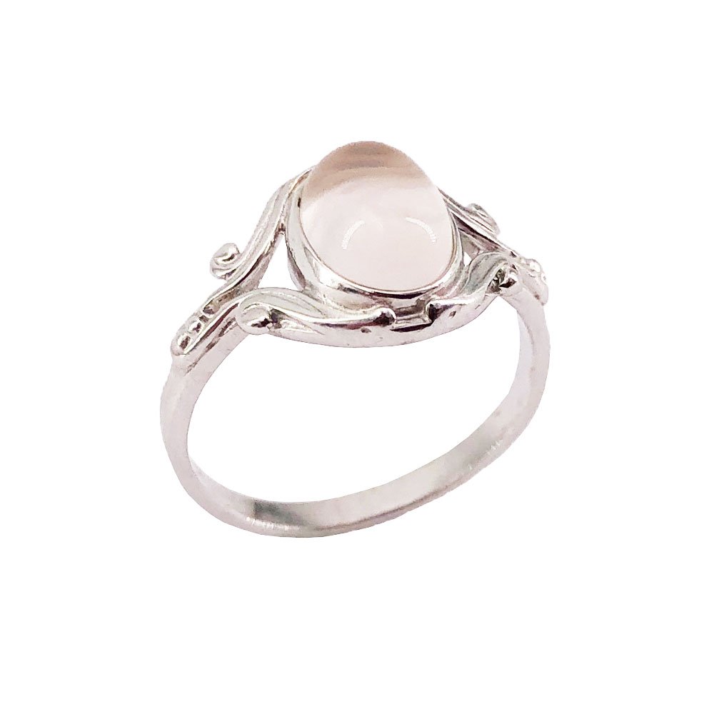 bague quartz rose argent