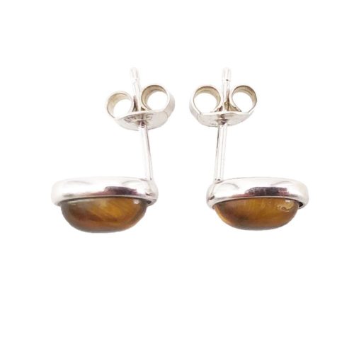 boucle oreille oeil de tigre argent rhodie