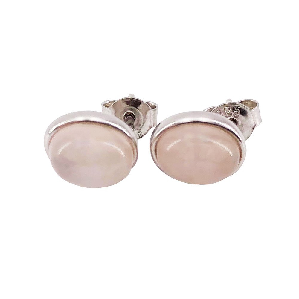 boucle oreille quartz rose argent rhodie