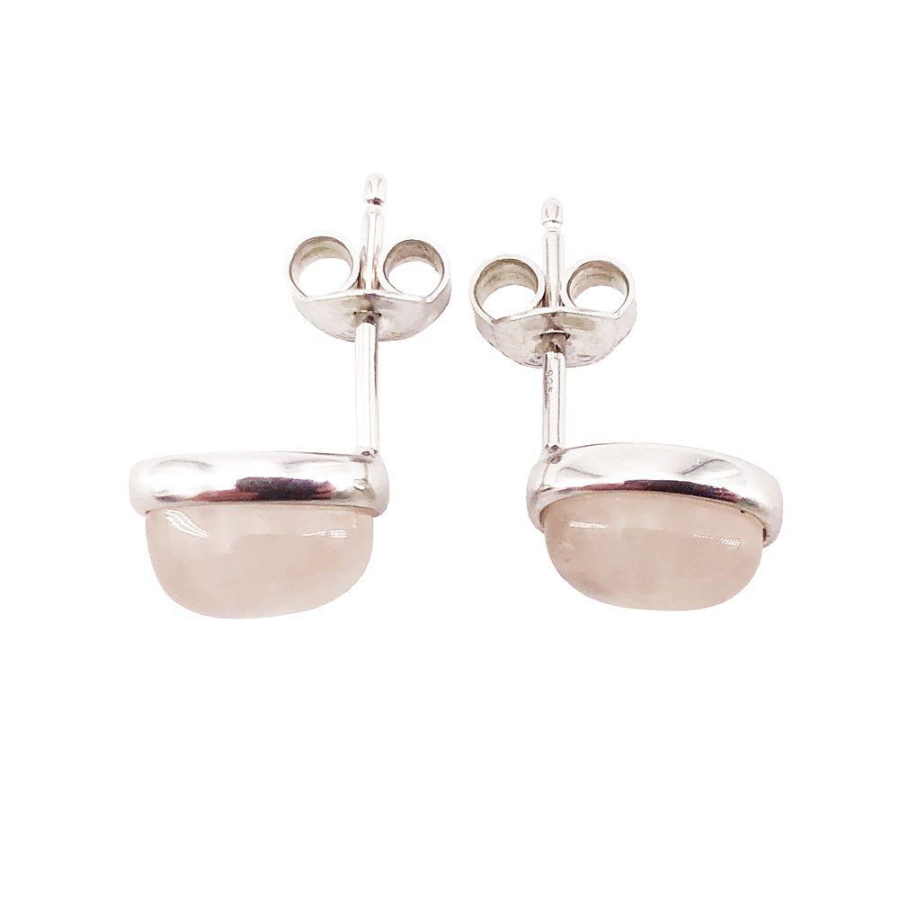 boucle oreille quartz rose argent rhodie