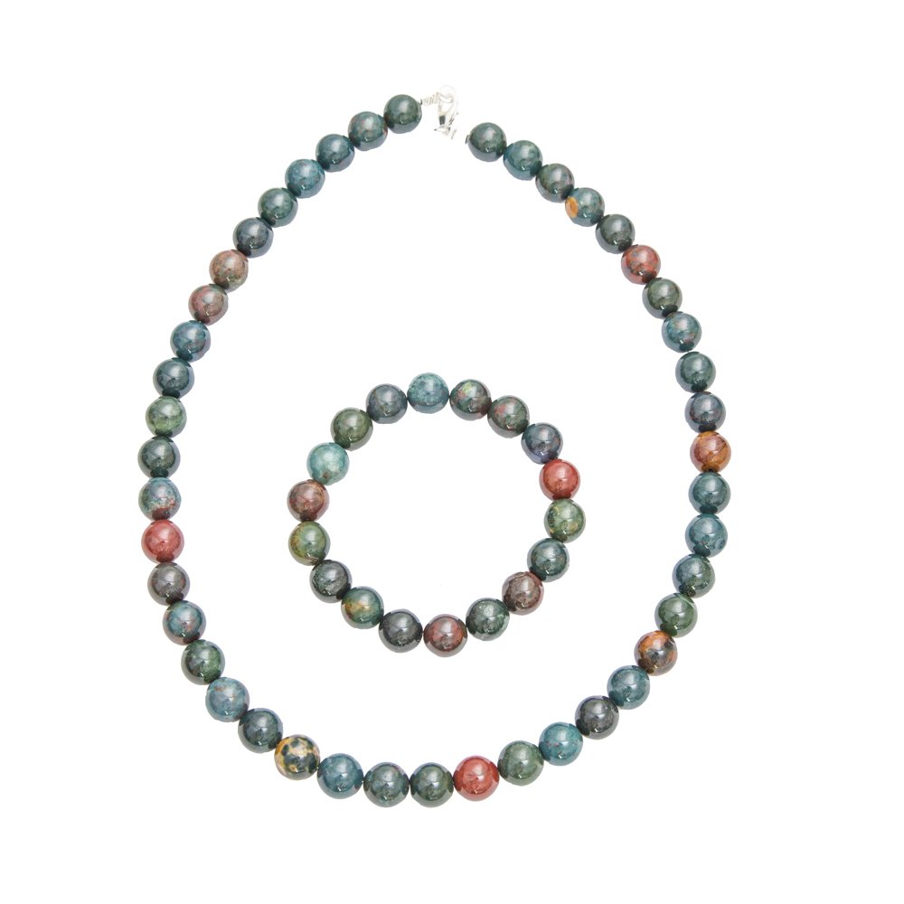 parure jaspe sanguin 10mm