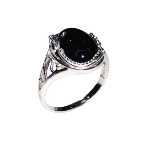 bague onyx noir argent rhodie