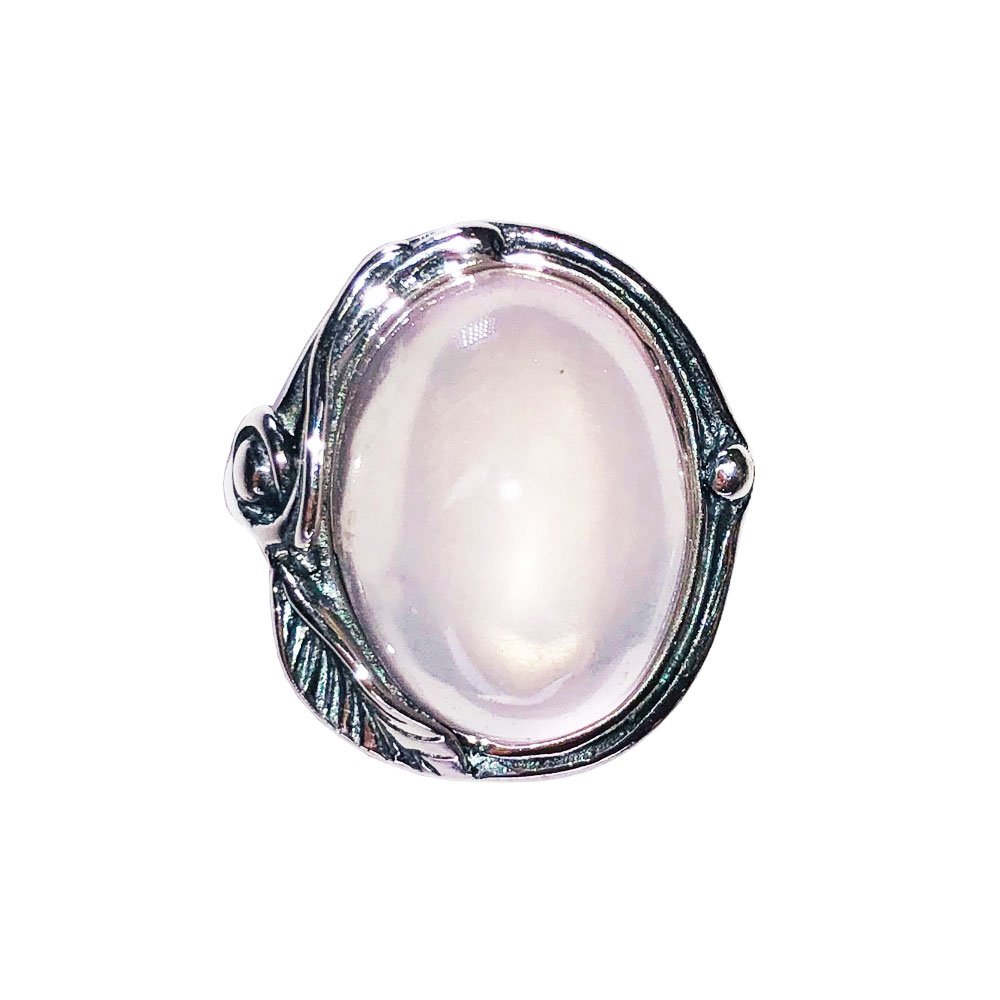 bague quartz rose argent rhodié