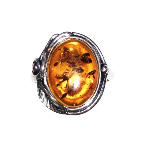 bague ambre argent rhodie