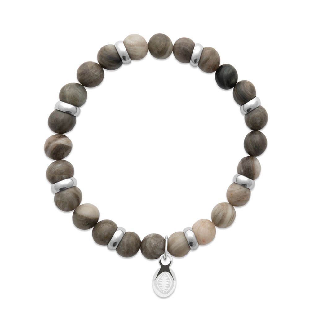 Bracelet Jaspe kaki et Anneaux "Pour Lui"