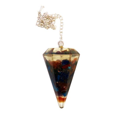 pendule orgonite 7 chakras hexagonal