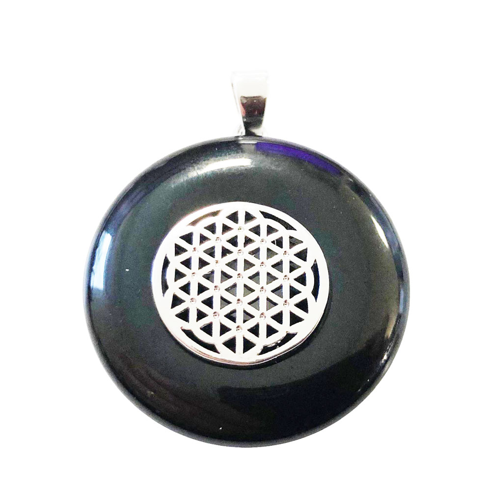 pendentif agate noire pi chinois