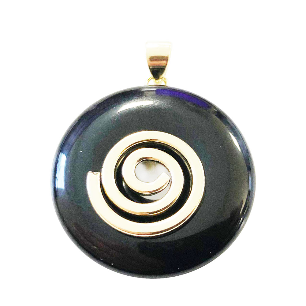 pendentif agate noire pi chinois