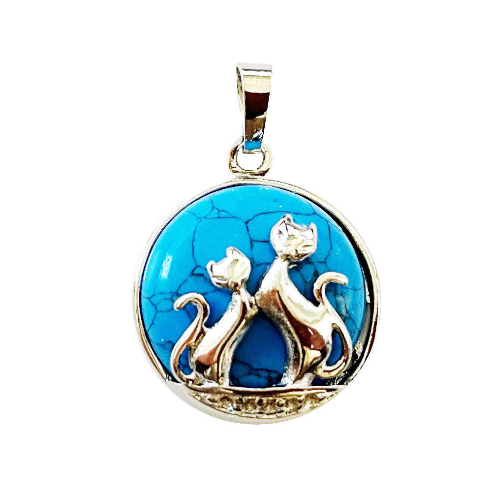 pendentif howlite bleue chat