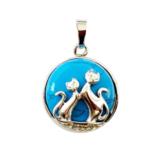 pendentif howlite bleue chat