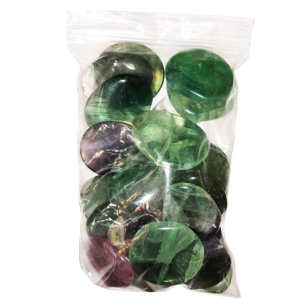 sachet pierres plates fluorite multicolore
