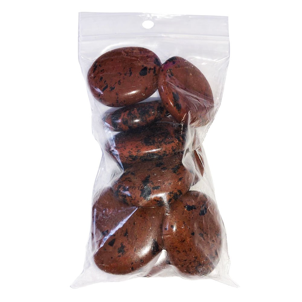sachet pierres plates obsidienne acajou